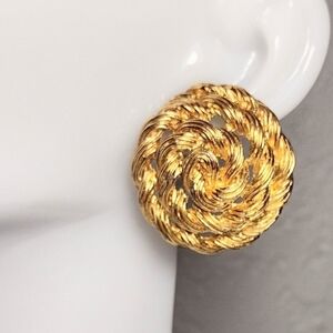 Vintage Anne Klein Gold tone Rope Statement Earrings